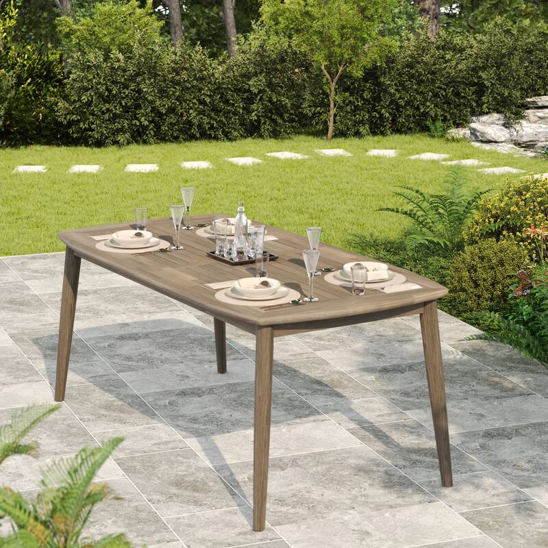Acacia Wood Dining Table 8-Person Outdoor Table for Patio, Garden, Backyard