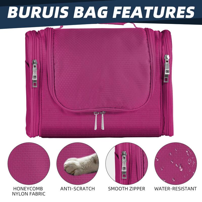 Large Hanging Toiletry Bag for Travel & Daily Use, Water-Resistant Dopp Kit for Makeup, Shaving, Toiletries