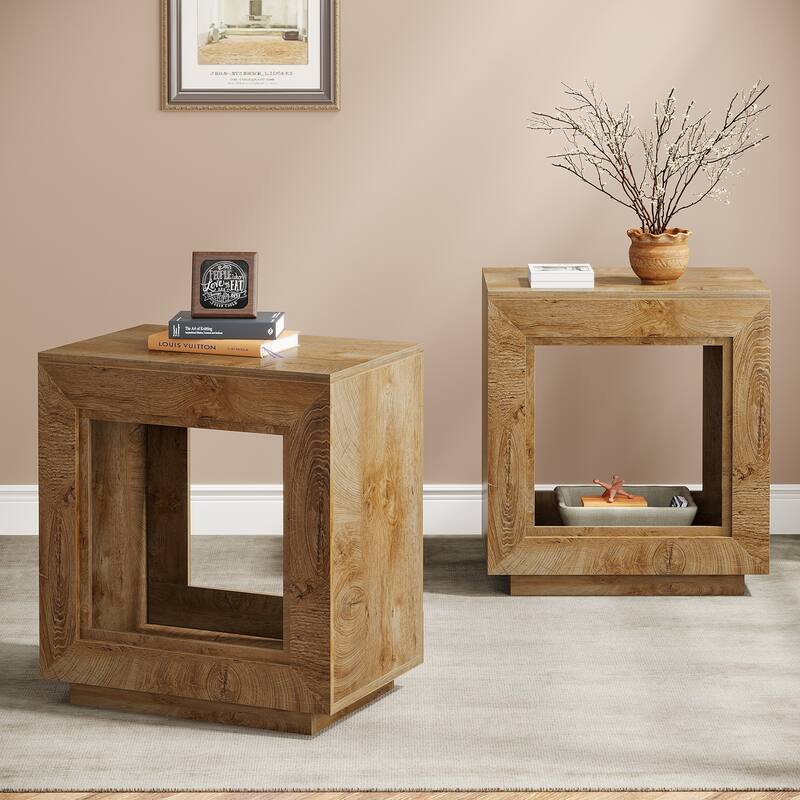 End Table, Side Table with Storage Shelf, Nightstand Bedside Table for Bedroom, Living Room, Entryway