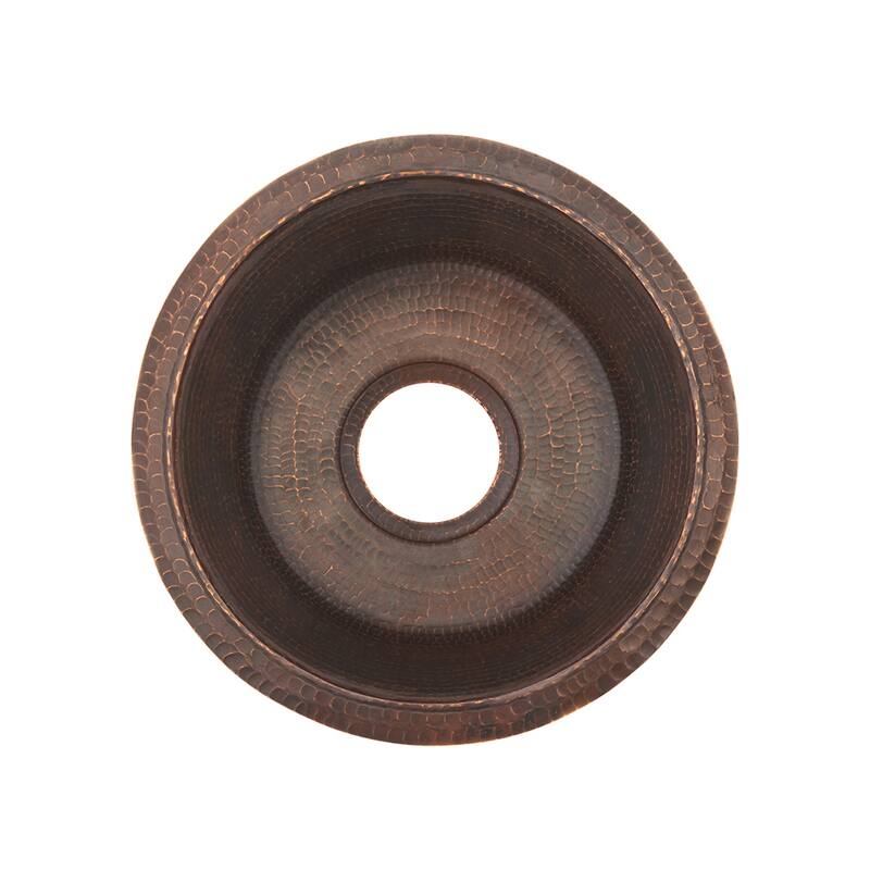 14-in Round Hammered Copper Prep Sink w/ 3.5-in Drain Opening (BR14DB3)