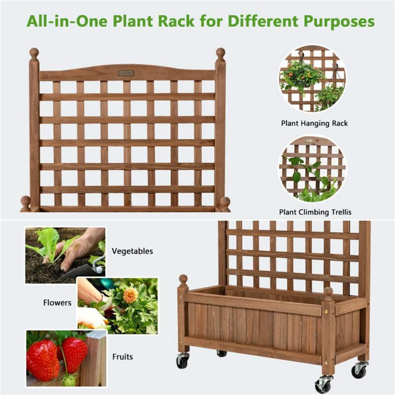 Planter Box with Trellis Mobile Raised Bed