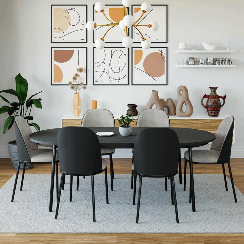 Dining Chair with Upholstered Seat Side Chair with MDF Wood Frame in Steel Set of 4