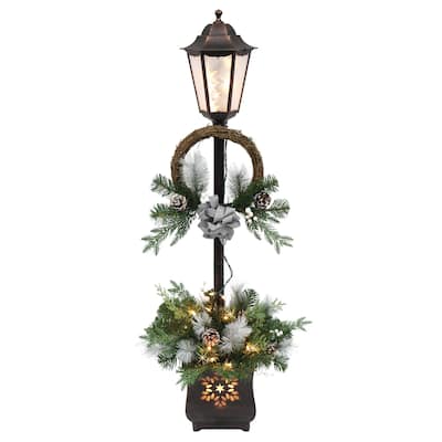 Puleo International 4 ft. Pre Lit Christmas Lamp Post