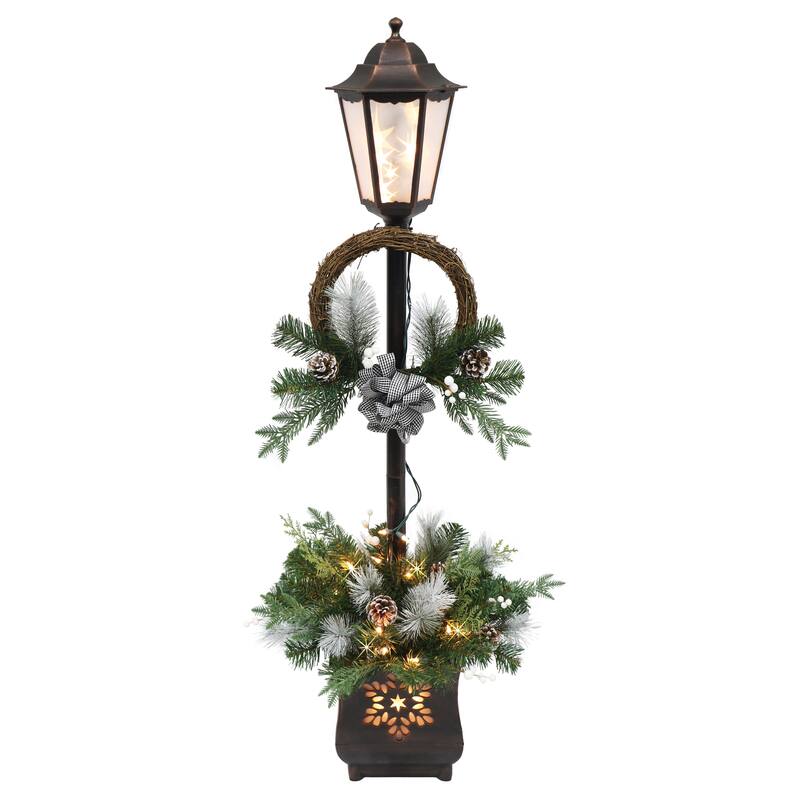 Puleo International 4 ft. Pre Lit Christmas Lamp Post
