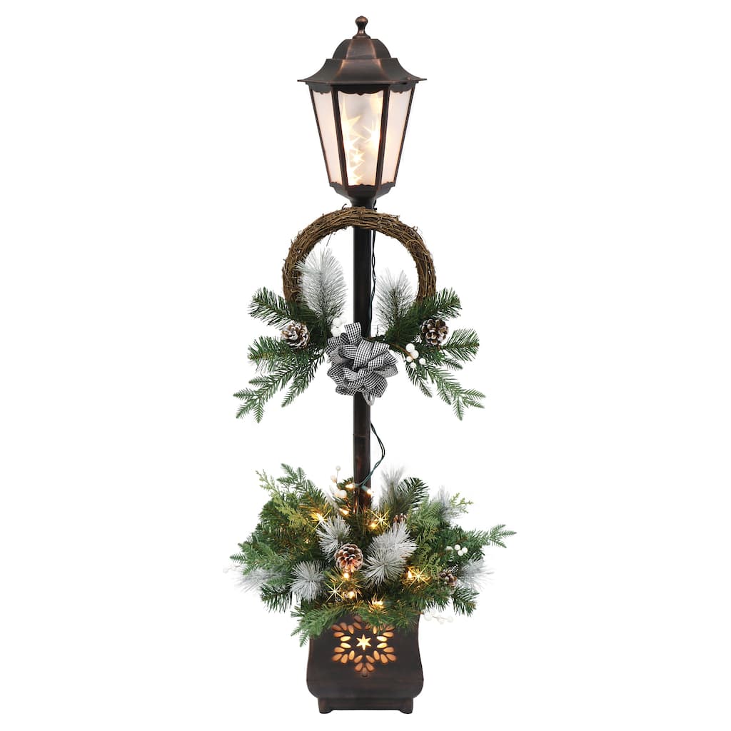 Puleo International 4 ft. Pre Lit Christmas Lamp Post