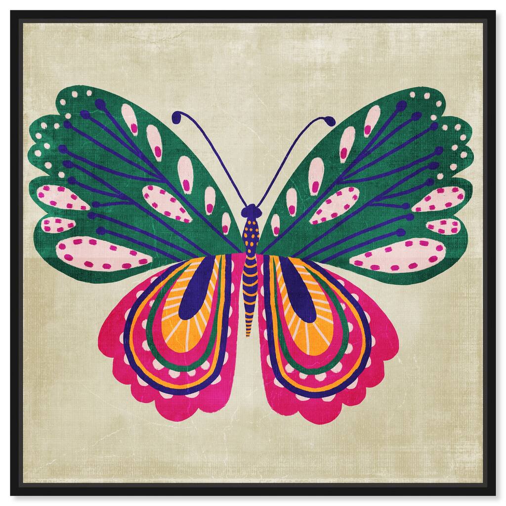 Oliver Gal 'Colorful Butterfly Wings Pattern' Framed Canvas Art Print