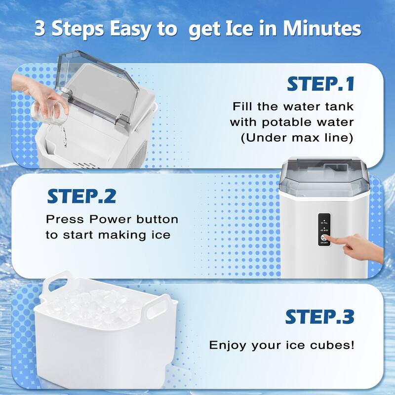 Ice Makers Countertop, Portable Ice Maker Machine with Handle, Self-Cleaning Ice Maker, Ice Scoop and Basket