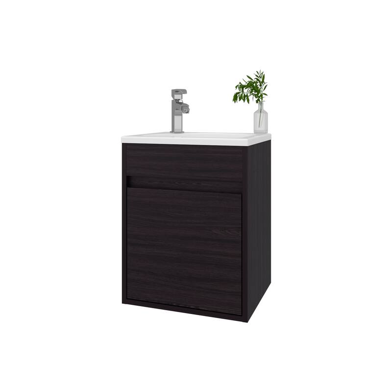 Florence Bathroom Floating Vanity with Sink, 1 Door, Wengue