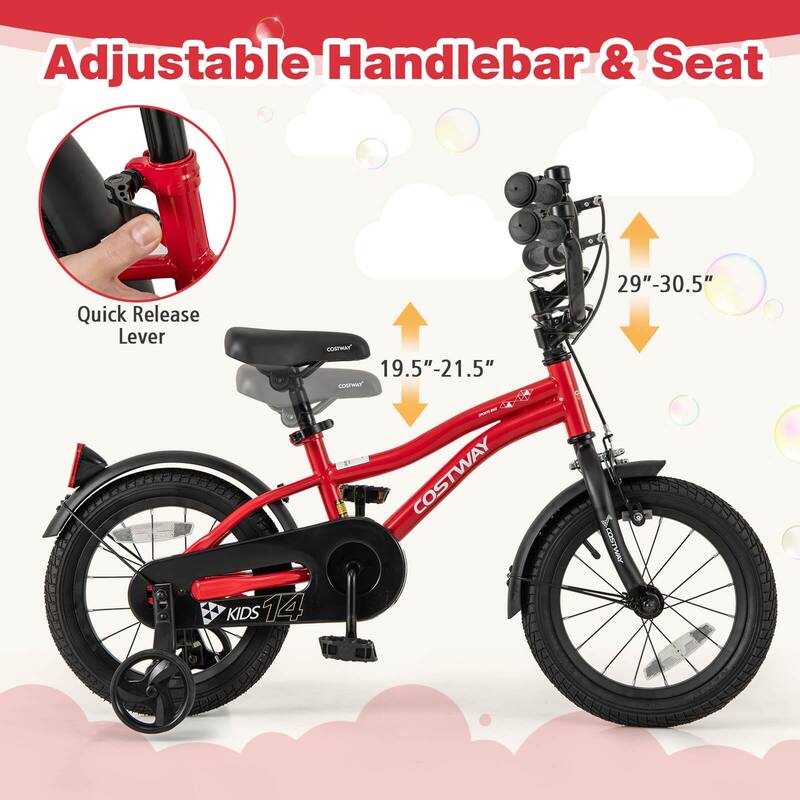 Costway 12"/14"/16"/18" Kids Bike for 3-4 Years Old Boys & Girls with