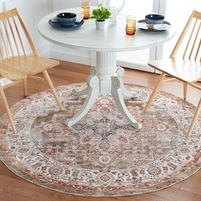 SAFAVIEH, Olympia Desdemona Abstract Rug - 6' Round - Green/Ivory