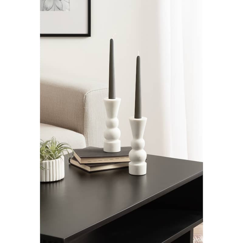 Kate and Laurel Maleea 2pc Marble Candle Holder - 3x3x7