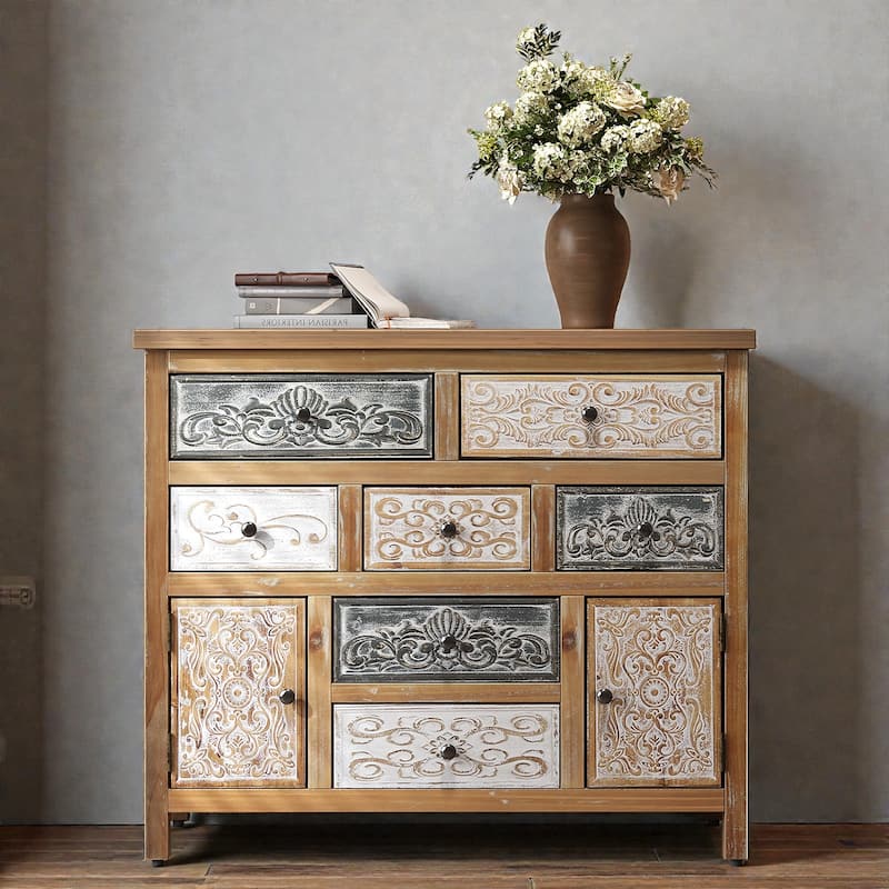 decorative dresser Garvee 54 Inch Wide White Dresser With Seven Decorative Front Drawers Wood  Chest Large Clothes Storage Cabinet TV Stand For Bedroom Nursery Living  Room Hallway in the Dressers department at Lowes.com
