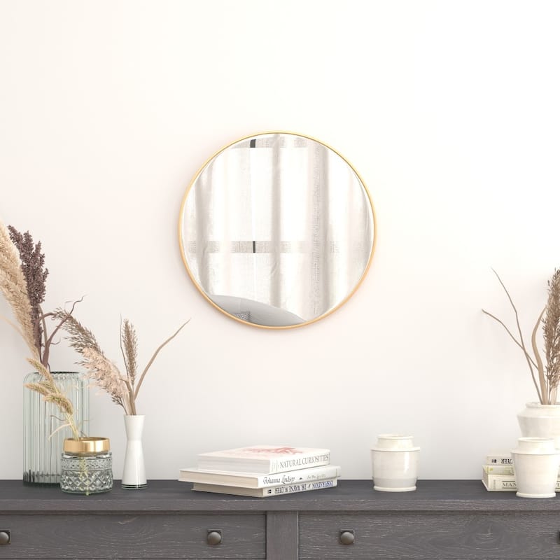 Accent Wall Mount Mirror with Aluminum Frame - Round Wall Mirror - 20" Round - Gold
