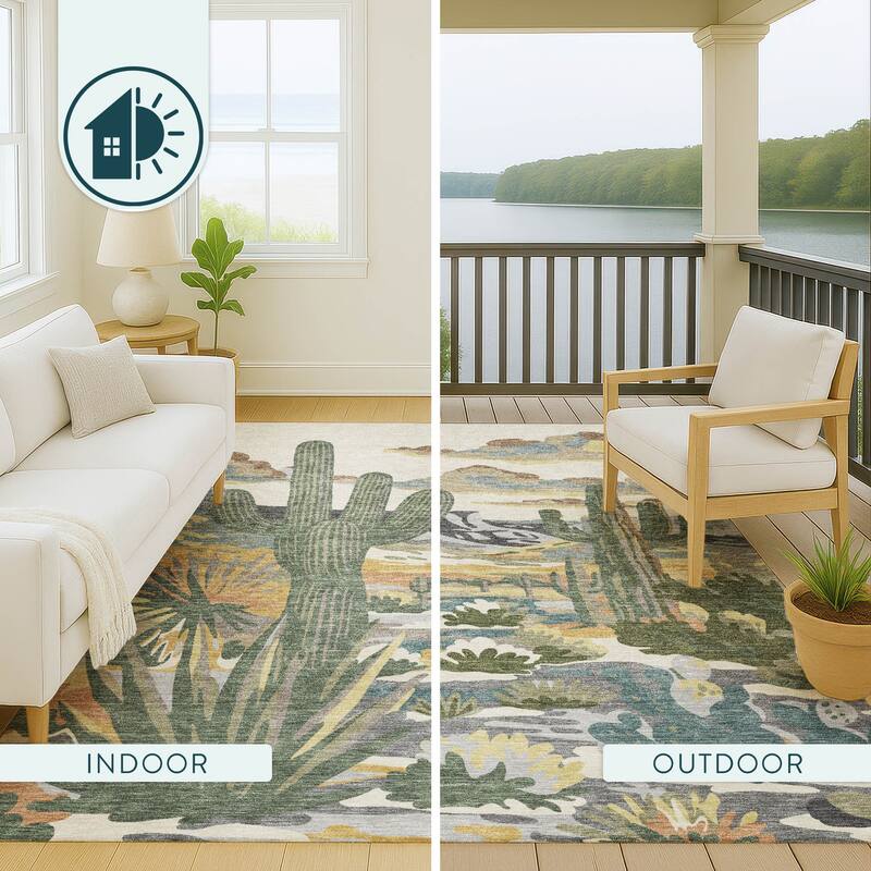 Machine Washable Indoor/ Outdoor Southwestern Mesa Chantille Rug