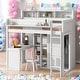 preview thumbnail 16 of 26, Wood Twin Size Loft bed with Multiple Storage Shelves and Wardrobe, Gray
