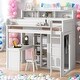 preview thumbnail 1 of 12, Wood Twin Size Loft bed with Multiple Storage Shelves and Wardrobe, White White
