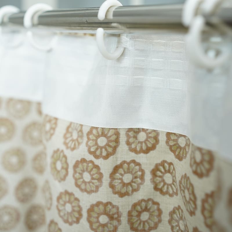 Fabdivine Floral Soft Linen Blend Fabric Kitchen Living Room Window Home Accent Décor Curtain