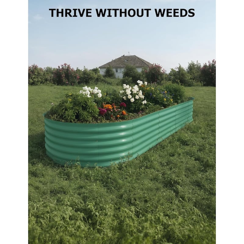 2-Pack Galvanized Steel Raised Garden Beds,Outdoor Deep Planter Box Kit with Tool