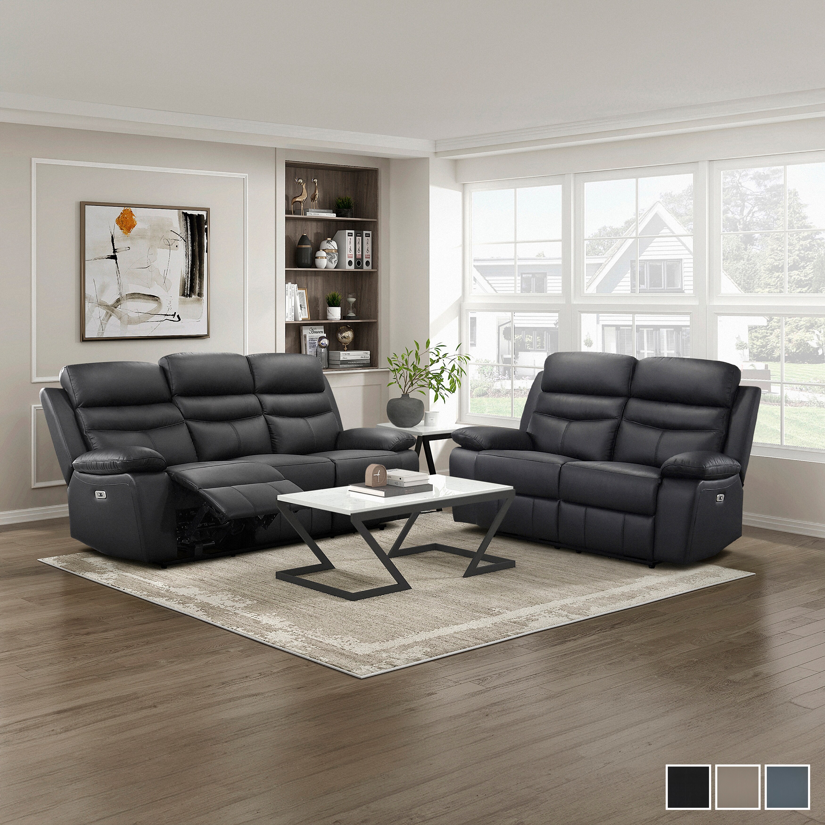 2 piece leather reclining sofa set hot sale
