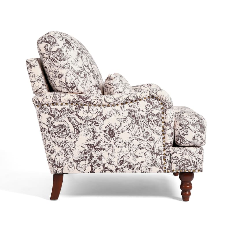 Mid Century Chenille Upholstered Accent Chair with Nailhead Trim