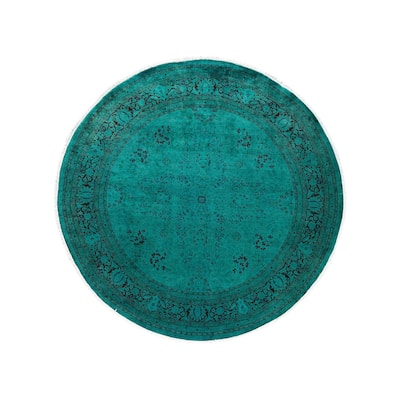 Fine Vibrance, One-of-a-Kind Hand-Knotted Area Rug - Green, 6' 1" x 6' 1" - 6' 1" x 6' 1"