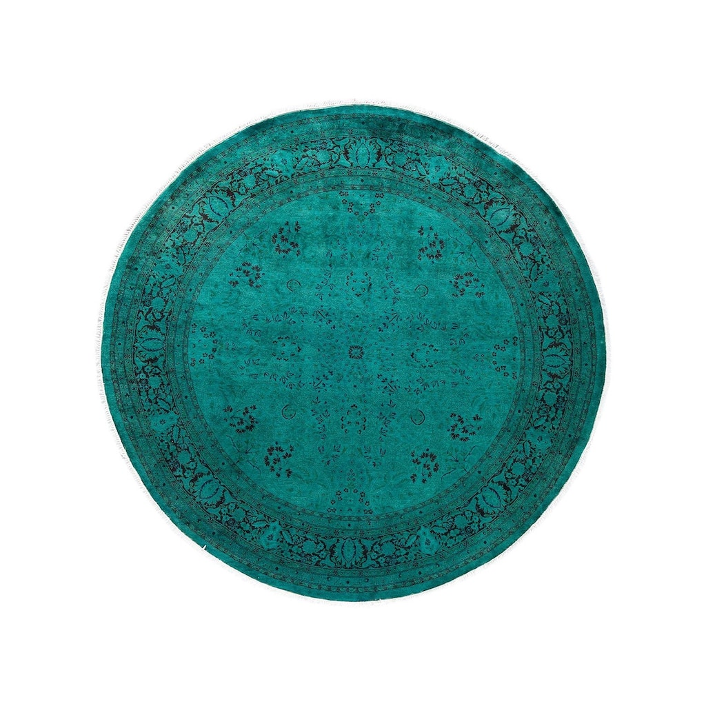 Fine Vibrance, One-of-a-Kind Hand-Knotted Area Rug - Green, 6' 1" x 6' 1" - 6' 1" x 6' 1"