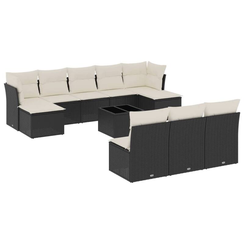 vidaXL Garden Sofa Set Black - 21.7 x 21.7 x 14.6