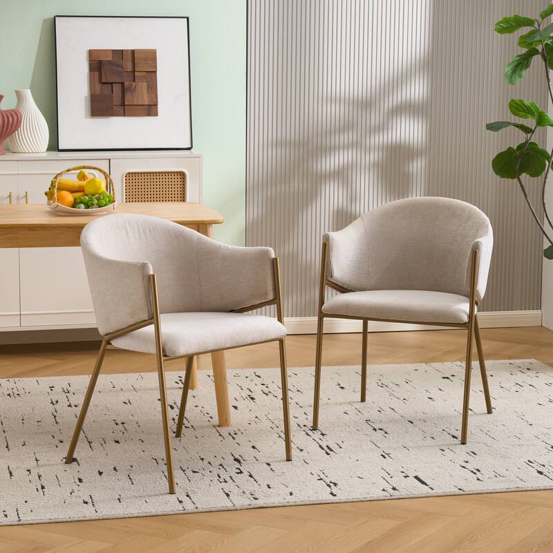 Christopher Knight Home - Victoria Velvet Upholstered Dining Chair Set with Gold Metal Frame - Gold,Light Camel