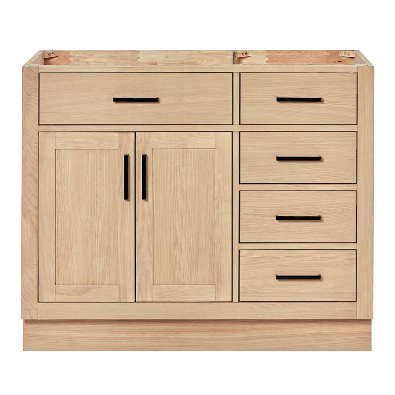 Ariel T042S-L-BC Hepburn 42" Single Free Standing Vanity Cabinet Only - Oak / Matte Black Hardware