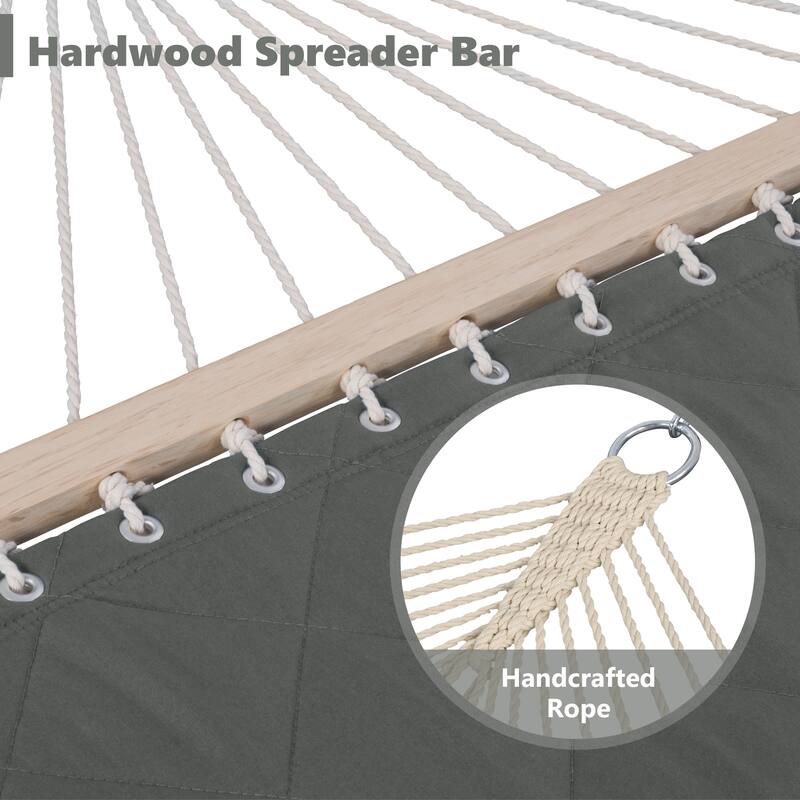 78'' Quilted 2 Person Hammock Beach Swing with Spreader Bars&Pillow - 55.1*122*1