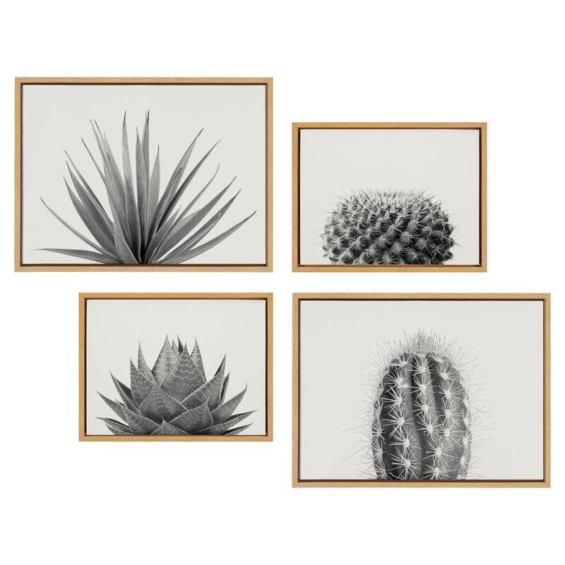 Kate and Laurel Sylvie Cacti Canvas Art Set by The Creative Bunch Studio - 4 Piece Set