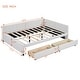 preview thumbnail 90 of 98, L-Shaped Backrest Daybed Upholstered Daybed Frame Classic Wood Slats Design with 2 Storage Drawers or Trundle, Full Size