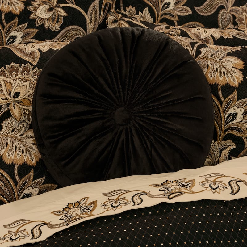 Royal Court Montecito Tufted Round Decorative Throw Pillow - Accent - Polyester - Black