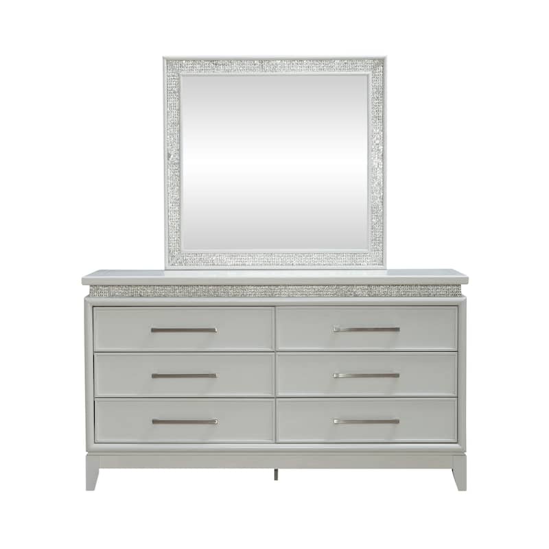 Liberty Furniture Reflections Upholstered Bed, Dresser & Mirror, Chest, Night Stand - King or Queen