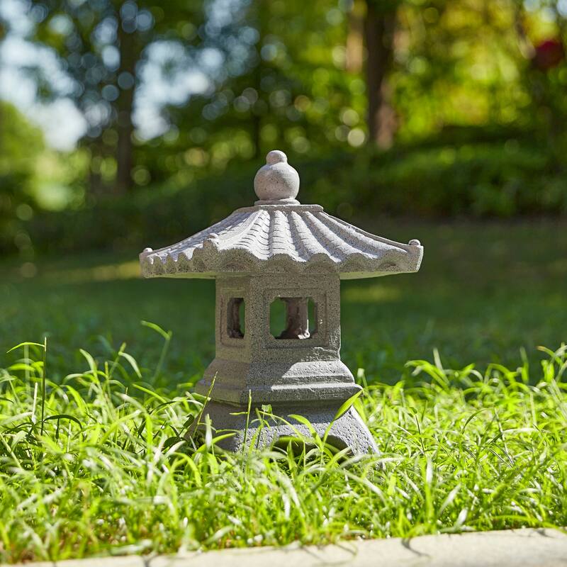 Glitzhome 16"H MGO Faux Concrete Pagoda Garden Statue