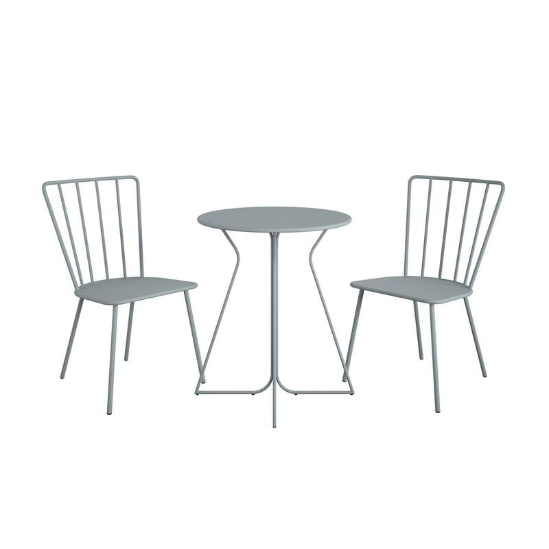 The Novogratz Poolside Collection Heidi 3 Piece Outdoor Bistro Set 3 Piece - Light Grey
