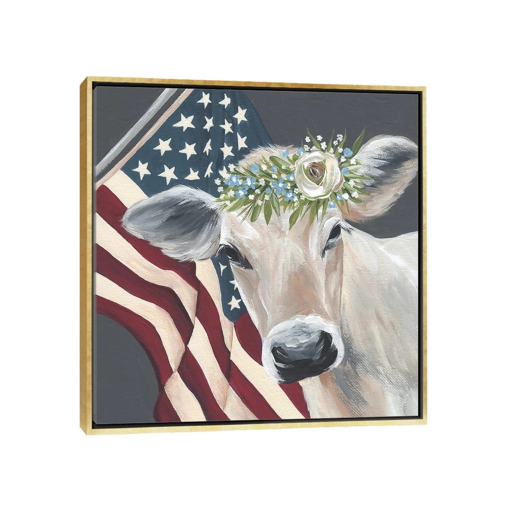 iCanvas "Patriotic Cow" by Michele Norman Framed Canvas Print