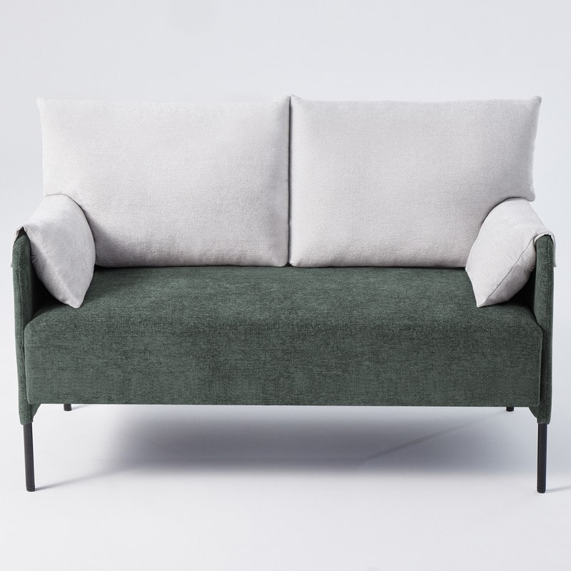 Two-Tone Loveseat Sofa with Wrapped Armrests