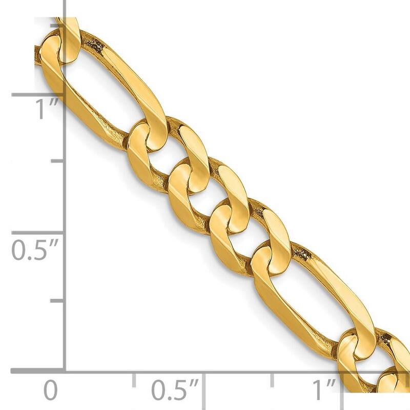 Curata 10k Yellow Gold 6.0mm Concave Figaro Bracelet