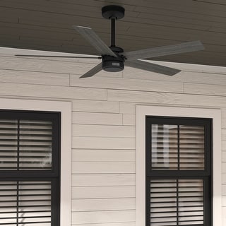 Hunter 52" Burton Outdoor Ceiling Fan and Wall Control - Farmhouse, Industrial, Transitional - Damp Rated - Exclusive SureSpeed!