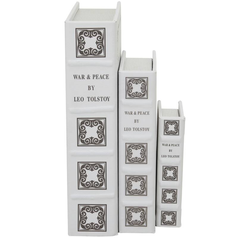 Burlap Leather Canvas Book Box Various Designs (Set of 3)