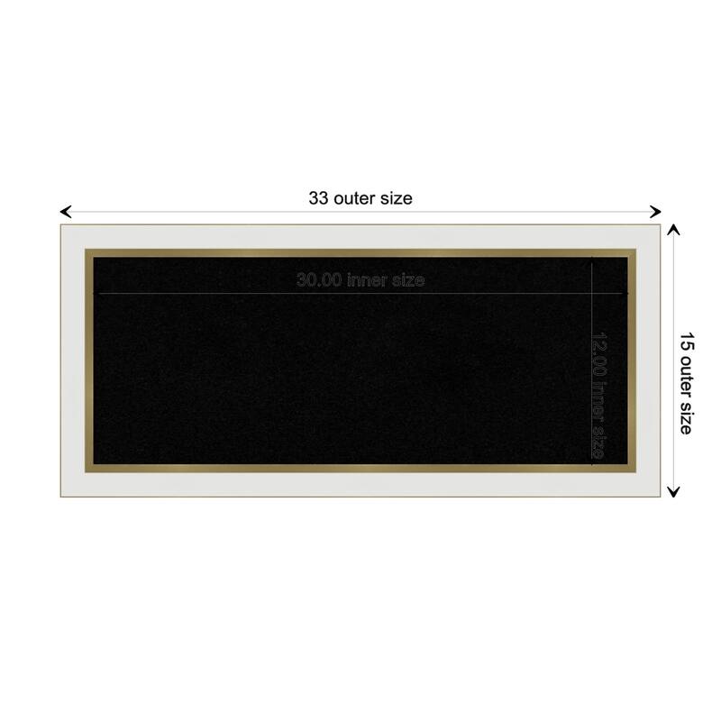 Eva Narrow Framed Black Corkboard Bulletin Board - Eva White Gold Narrow - Board Size 30x12