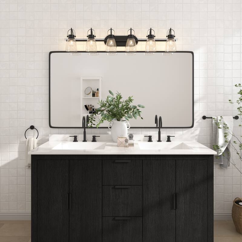 Acroma 6-light Modern Industrial Nickel Bathroom Vanity Lights