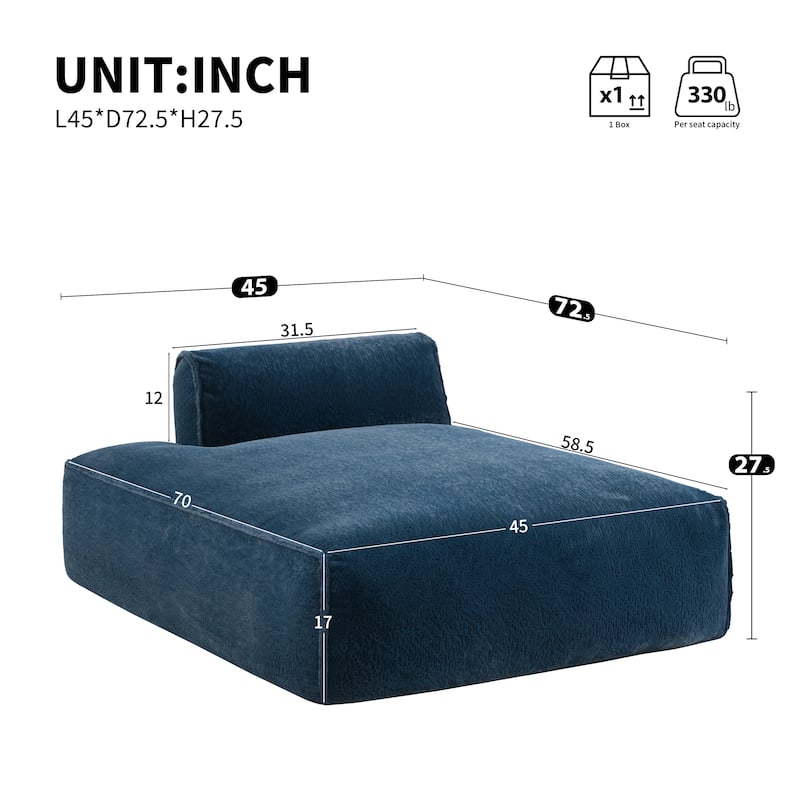 Modular 72-Inch Fully Compressed Sofa Bed with Frameless Design for Living Room, No Assembly Required
