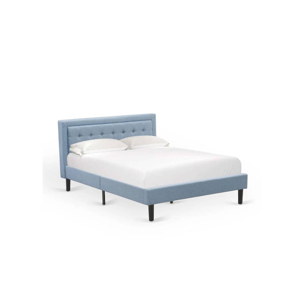 Queen Size Upholstered Bed - Linen Fabric Headboard - Modern Bedroom Furniture