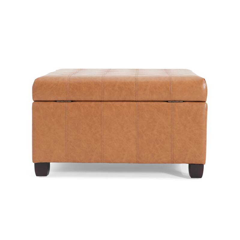 Veronica Contemporary Tufted Leather Storage Ottoman by Christopher Knight Home