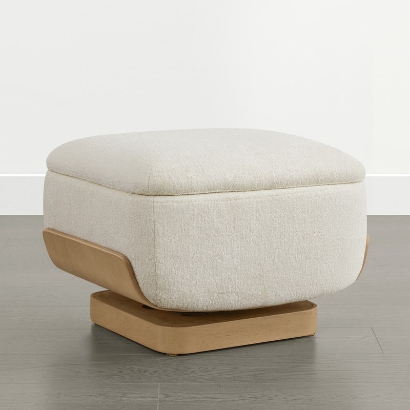 Spruce & Spring Modern Rounded Swivel Accent Chair & Storage Ottoman Set Living Room Set