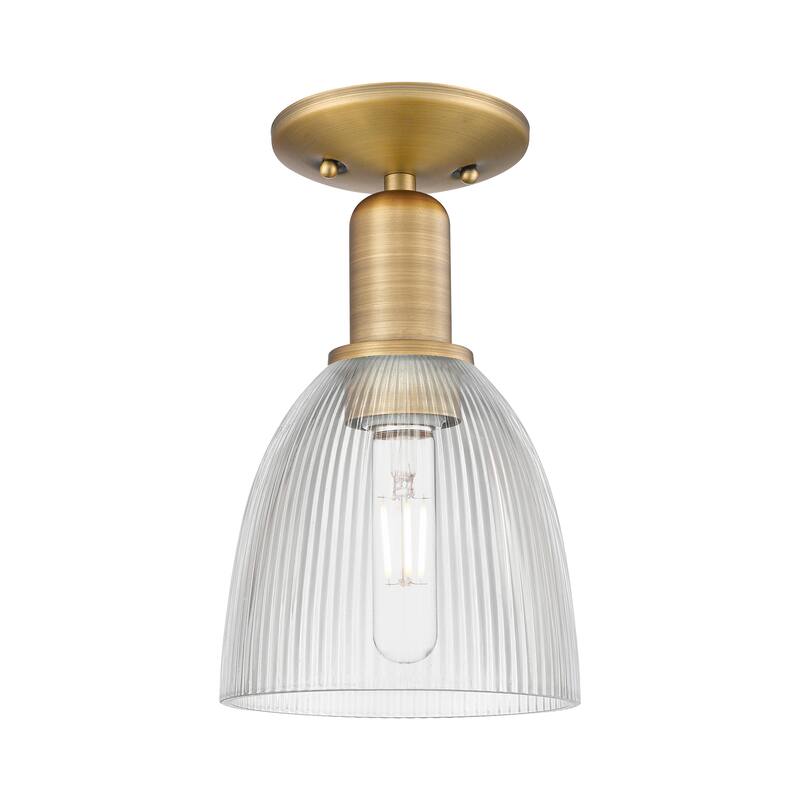 Innovations Lighting Endless Possibilities Arcadia - Castile - 1 Light 6" Semi-Flush Mount - Clear/Brushed Brass