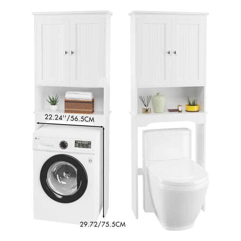 Over The Toilet Storage Cabinet, Bathroom Shelf Organizer, MDF Space Saver with Adjustable Shelves