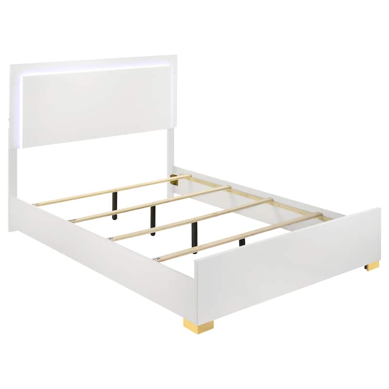 Marceline Contemporary Wood LED Panel Bed